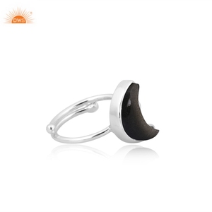 Anillo de Obsidiana con Brillo Dorado Natural en Forma de Luna, Plata de Ley 925, Joyería Hecha a Mano Personalizada - Product Image 4