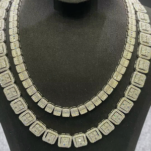 925เงินสเตอร์ลิงโซ่สไตล์คิวบาตัดจากบาแกตประกายเพชรโมอิสซาไนท์สุดงดงามเครื่องประดับสร้อยคอแบบฮิปฮอป - Product Image 1