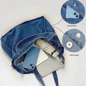 Handmade Jeans Handbag <b>Women</b> Casual Wear Trendy Style Tote <b>Bag</b> Lightweight <b>Women</b> Jeans <b>Bags</b> - Product Image 3