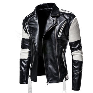 2022 hommes longue Faux cuir Biker veste respirant chauffé PU motif décoration grande taille vêtements coton longue polaire veste - Product Image 6
