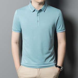 Calidad 220 gramos poliéster/algodón liso teñido hombres Polo ligero transpirable de talla grande sólido Logo patrón Ringer camiseta - Product Image 4