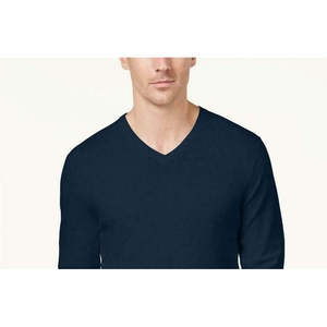 Maglione da Uomo Alfani XX-Large Blu Navy con Scollo a V, Costine, Vestibilità Regolare, Maniche Lunghe, per Inverno e Autunno, con Stampa Logo - Product Image 2
