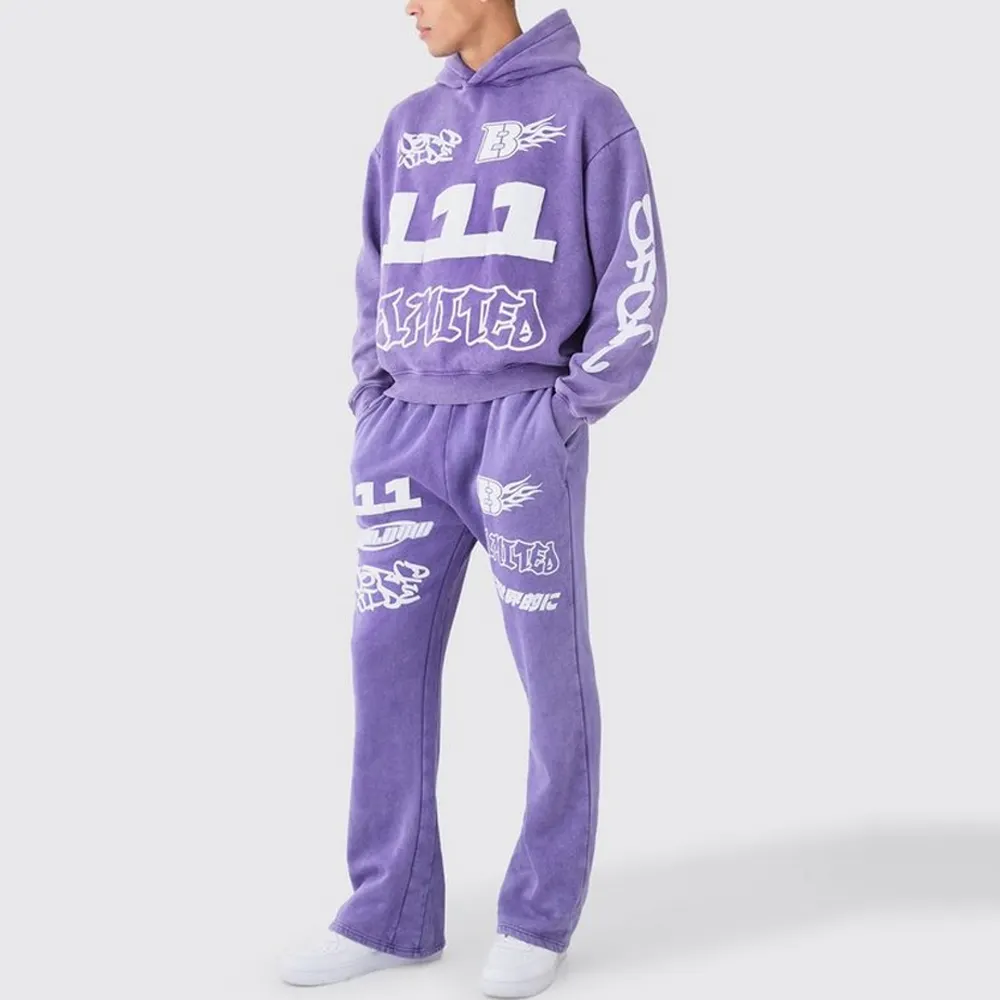 Chất Lượng Cao Sweatsuits Với Quần loe Và Hoodies / OEM Nhà Máy Bán Buôn Giá Người Đàn Ông loe Tracksuits Cho Đường Phố Mặc