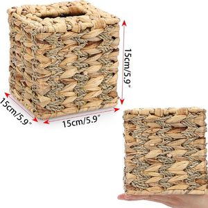 Couverture de boîte à mouchoirs en jonc de mer de mélange de jacinthe d'eau écologique recommandée pour la vaisselle et les articles de cuisine du Vietnam - Product Image 2