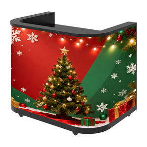 Cabine de DJ incurvée à LED - Cabine de DJ mobile sur pied avec lumières changeantes de couleur RVB, <span class=keywords><strong>console</strong></span> de DJ portable et stable - Product Image 1