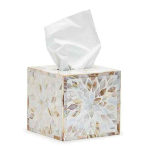 กล่องใส่กระดาษทิชชูลายดอกไม้สีเทาและสีขาวคุณภาพสูง งานฝีมือสุดหรู คลาสสิก ตกแต่งบ้าน ผลิตโดย SANIYA HANDICRAFT - Product Image 4