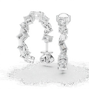 Pendientes de Aro con Moissanita de Múltiples Formas, Chapados en Oro, Plata de Ley 925 para Mujer, Calidad D VVS1, Certificados por Terceros, a la Moda - Product Image 1