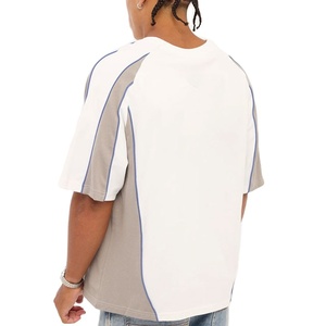 Streetwear Panel Pattern Baggy Plus Size <b>Down</b> Shoulder Loose Fit T-Shirt Plain Dyed Knitted Fabric 100% Cotton Jersey - Product Image 6