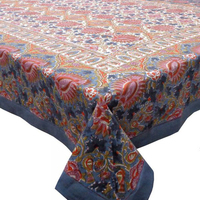 Nouvelle Arrivée Directement de l'Usine Nappe Moderne Faite à la Main en Coton Pur Imprimée au Bloc Personnalisable Anti-Taches Professionnelle pour Toutes les Tables