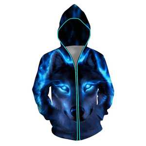 Personalized <b>3D</b> Digital Printing Glowing Sweatshirt Long Sleeve Premium Quality Zip up Sublimation Hip Hop Zipup <b>Hoodie</b> - Product Image 4