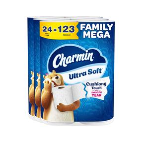 For Ultra Soft Touch Virgin Wood Pulp <b>Toilet</b> Paper 24 Family Mega Rolls = 123 Regular Rolls (Packaging May Vary Made - Product Image 3