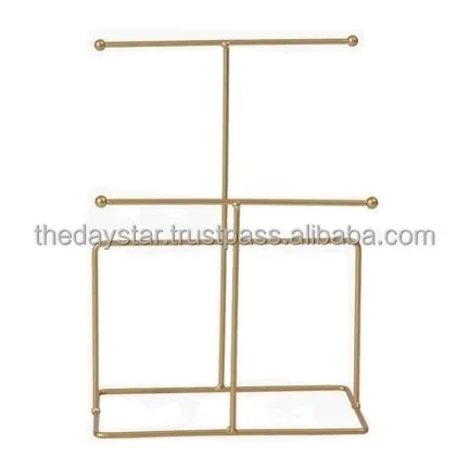 Aanpasbare Metalen Sieraden Boom Stand 3 Tier Gouden Hanger Display Stand Voor Dressing & Sieraden Winkels