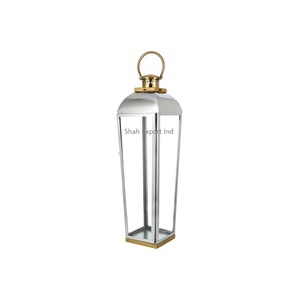 Linternas de vela de metal y vidrio transparente de aspecto real, acabado plateado para el hogar y linternas colgantes decorativas de Navidad - Product Image 1