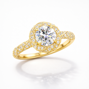 <b>14K</b> <b>Gold</b> <b>Ring</b> with Round Cut Moissanite Diamond Twisted Pave Design - Product Image 2