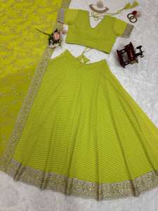 El último diseñador Faux Georgette hilo bordado secuencia trabajo Lehenga Choli por FabZone - Product Image 3