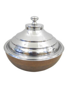 Réchauffeur d'aliments design courbé à la main en acier inoxydable servant des casseroles isolées marmite pour finition brillante marmite décorative - Product Image 4