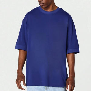 Camiseta de Verano de Alta Calidad 100% Algodón, Color Liso, Talla Grande, Nueva Llegada, Camisetas Holgadas con Hombros Caídos para Hombre - Product Image 1