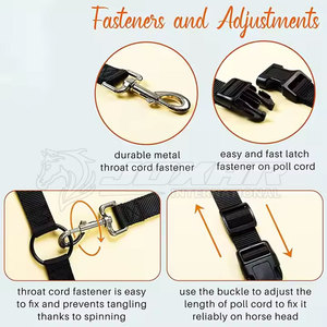 Licou d'équitation en cuir avec boucles en métal solide et confortable, idéal pour l'entraînement - Product Image 3