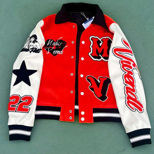 OEM personalizado hombres Varsity chaqueta Chenille bordado béisbol Letterman lona manga de cuero para el invierno - Product Image 1