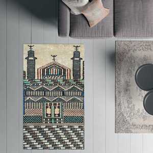 พรมพิมพ์ลายวินเทจ สีเขียว พรมละหมาดอิสลาม ของขวัญรอมฎอน พรมขนนุ่ม - Product Image 5