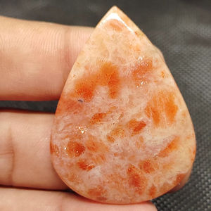 Pierre précieuse polie lisse de cabochon orange naturel de Sunstone pour la fabrication de bijoux - Product Image 1