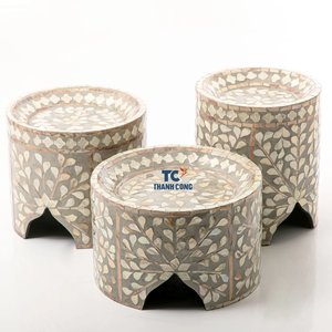 Hottest Ramadan <b>Set</b> of 2 Mother of Pearl <b>Cake</b> <b>Stand</b> for Chocolates, Serving Trays Real Mother of Pearl Pieces Inlay Handmade - Product Image 6