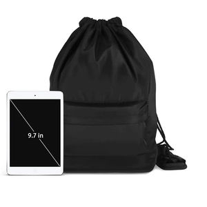 Sac d'école à cordon en polyester avec logo personnalisé et doublure en toile, sacs de sport à cordon pour usage extérieur, vente en gros avec OEM - Product Image 2