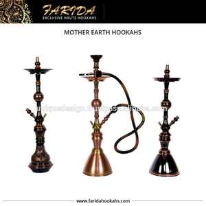 Farida Luxury Deep Glass and Brass Hookahs con grabado a mano Mother Earth Design Unique Lacquer Technics Patrón de tipo libre - Product Image 3