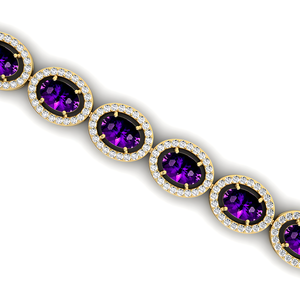 14K Gold Luxury Amethyst & Diamond Women's Tennis Bracelet Trendy <b>Purple</b> Oval Cut Amethyst Prong Set Tennis Link Chain Bracelets - Product Image 2