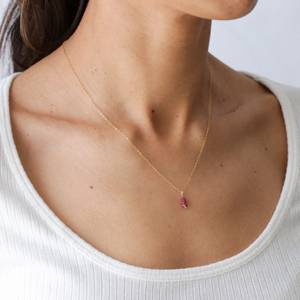 Bijoux fins coupe ronde rubis rouge pierre précieuse chic 18K plaqué or chaîne collier personnalisé pierre de naissance collier bijoux pour femme - Product Image 3