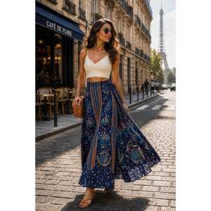 Jaipuri 100% Cotton Neptol Print <b>Wrap</b> <b>Around</b> <b>Skirt</b> Size up to XXL with Natural Waistline Woven Fabric-CWS00019 - Product Image 5