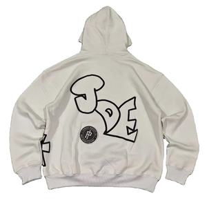 Ensemble de sweat-shirts à capuche pour homme, en molleton de coton épais personnalisé, logo blanc imprimé en relief, 450 GSM, sweat-shirt à capuche surdimensionné, lourd - Product Image 1