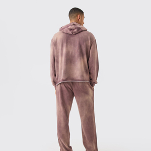 Sweat à capuche personnalisé pour homme, style vintage streetwear, zippé, en coton délavé, épaules tombantes, col à capuche, tricoté, hiver - Product Image 5