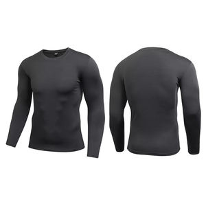 Camisas de compresión deportivas transpirables de alta calidad para adultos, protectores de erupción de manga larga de Color negro para hombres - Product Image 3