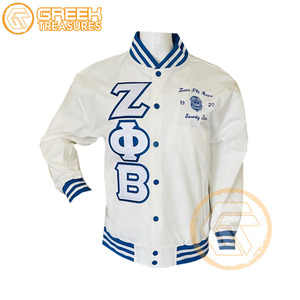 เสื้อแจ็กเก็ตทีมโรงเรียน Zeta phi Beta เสื้อแจ็กเก็ตสโมสรผ้าซาตินปักตราและมีตัวอักษรละเอียดกว่ากำหนดเอง - Product Image 1
