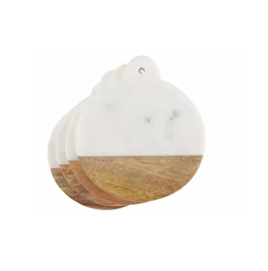 Marble and Wooden Coasters Attractive Design <b>Table</b> <b>Top</b> <b>Decoration</b> Coaster Set with Anti-Slip Base Stylish & Functional Coasters - Product Image 3