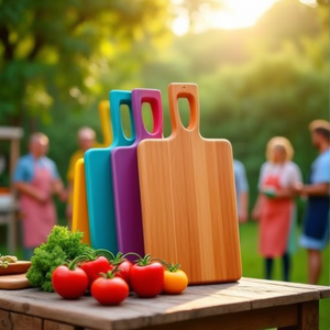 Fry <b>Pans</b> Set 6-Pack Colorful Wooden Cutting Boards 23.3x14 Inch RICOLOR - Product Image 3