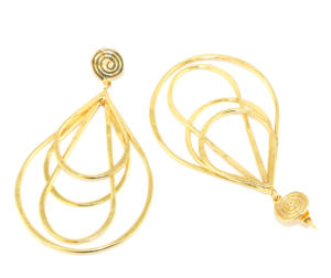 Pendientes de gota de moda contemporánea con diseño a cuadros, de cuarzo hidrotermal, en forma de pera, chapados en oro de 24K sobre latón, al por mayor para mujer - Product Image 3