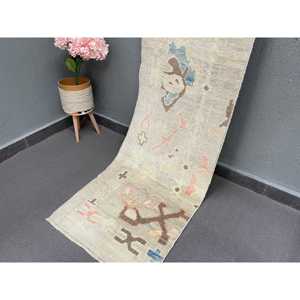 2.1x8.1 ft Rug, Turkish Vintage Rug, <b>Brown</b> Patchwork <b>Wool</b> Rug - Product Image 2