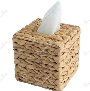 Porte-serviettes en jacinthe d'eau naturelle carrée portable et boîte à mouchoirs pour le rangement à domicile dans le salon ou la chambre - Product Image 5