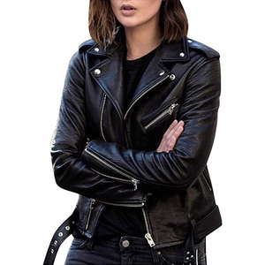 Wholesale Leather Jacket for Women Fashion Leather Motorcycle Jacket Plus Size Faux Leather <b>Tops</b> Lightweight Short Jacket <b>Coat</b> - Product Image 1