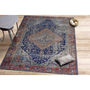 Navy Blue Printed <b>Rug</b> - Farmhouse Decor, Nursery, Ethnic Pattern,<b>Chenille</b> <b>Rug</b> - Product Image 4