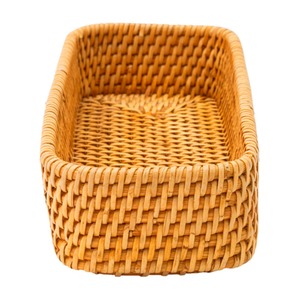 Wholesale High Quality Reusable Woven Rectangle Rattan Tray Handmade Natural Color Ready To Ship From Viet Nam