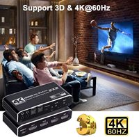 Conmutador de Matriz HDMI SYONG 4K60Hz 2x2 con Extractor de Audio Óptico, Conmutador de Video HDMI, Actualización Automática, HDMI 2.0b/HDCP 2.2, RGB 8:8:8, HDR, 3D