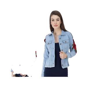 Vestes en jean personnalisées avec broderie sur toute la veste en jean pour femmes Broderie florale Vestes en jean pour femmes - Product Image 2