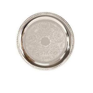 Vaisselle d'hôtel de vente chaude assiettes décoratives de chargeur de service de fruits fabriquées à la main plaque de chargeur de bordure en relief plaquée argent - Product Image 2