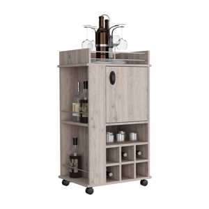 Fraser Holz-und Metall barwagen mit sechs eingebauten Wein regalen und Rollen - Product Image 1