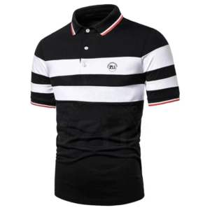 Haute qualité noir et blanc couleur assortie col polo à manches courtes surdimensionné Rugby Polo hommes Tennis polos pour hommes - Product Image 6