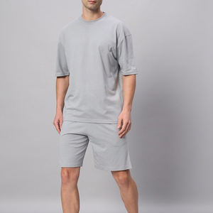 Conjunto de Camiseta y Pantalones Cortos de Verano de Algodón Transpirable de Alta Calidad, Conjunto Deportivo Informal de 2 Piezas con Mangas Cortas para Hombre - Product Image 3