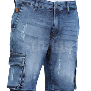Pantalones Cortos de Mezclilla Casuales para Hombre, Talla Grande, Color Sólido, 100% Algodón, Ecológicos, Nuevo Estilo - Product Image 4